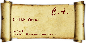 Czikk Anna névjegykártya